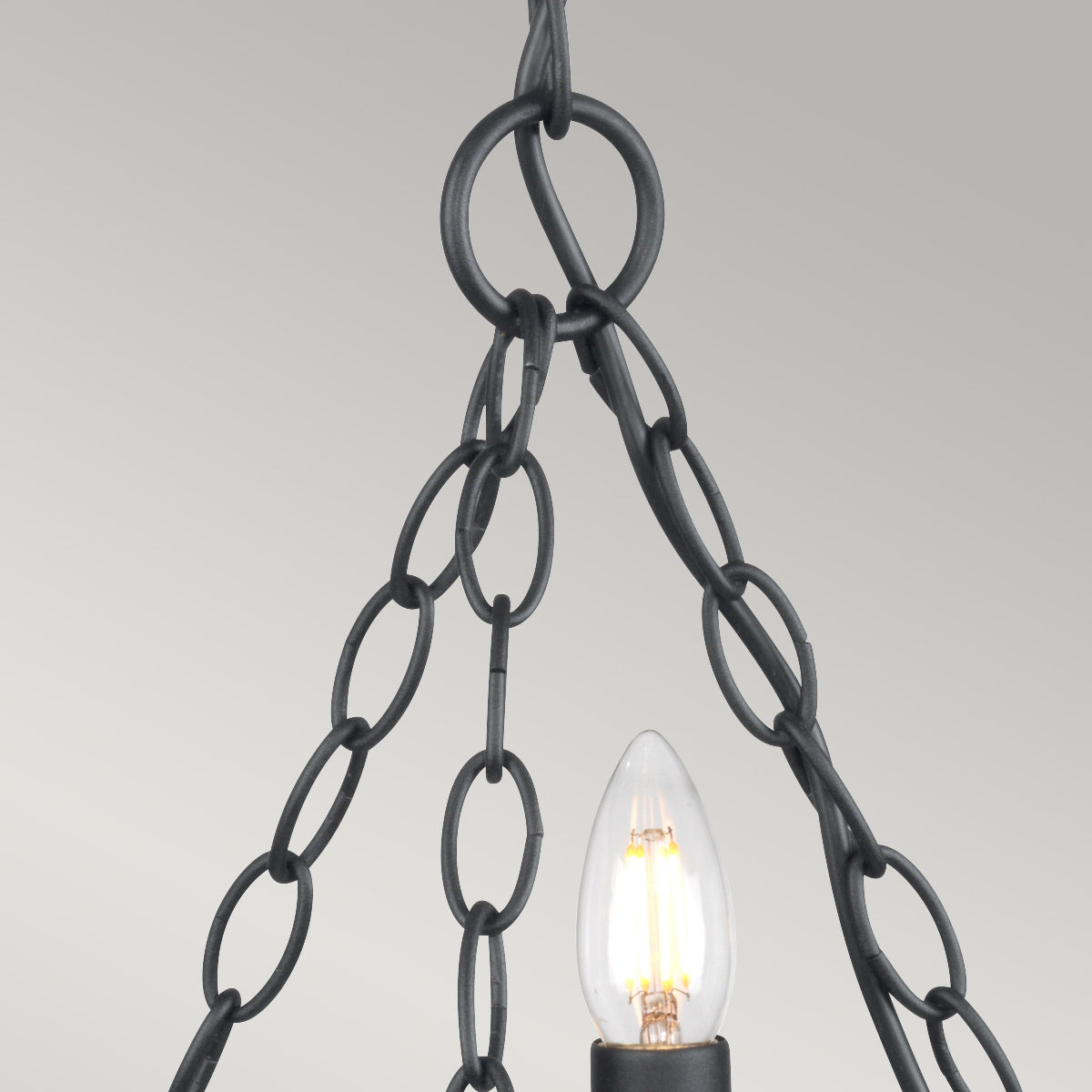 Elstead Lighting Chandelier from the Saxon range. Saxon 3 Light Chandelier Product Code = SAX3-BLK
