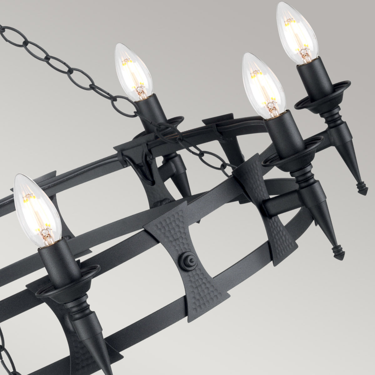 Elstead Lighting Chandelier from the Saxon range. Saxon 8 Light Chandelier Product Code = SAX8-BLK