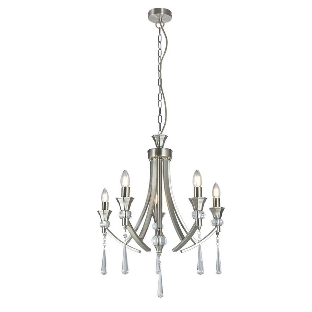 Magnalux Sophia 5 Light Crystal Ceiling Light Satin Chrome Part Number - SOP05SC