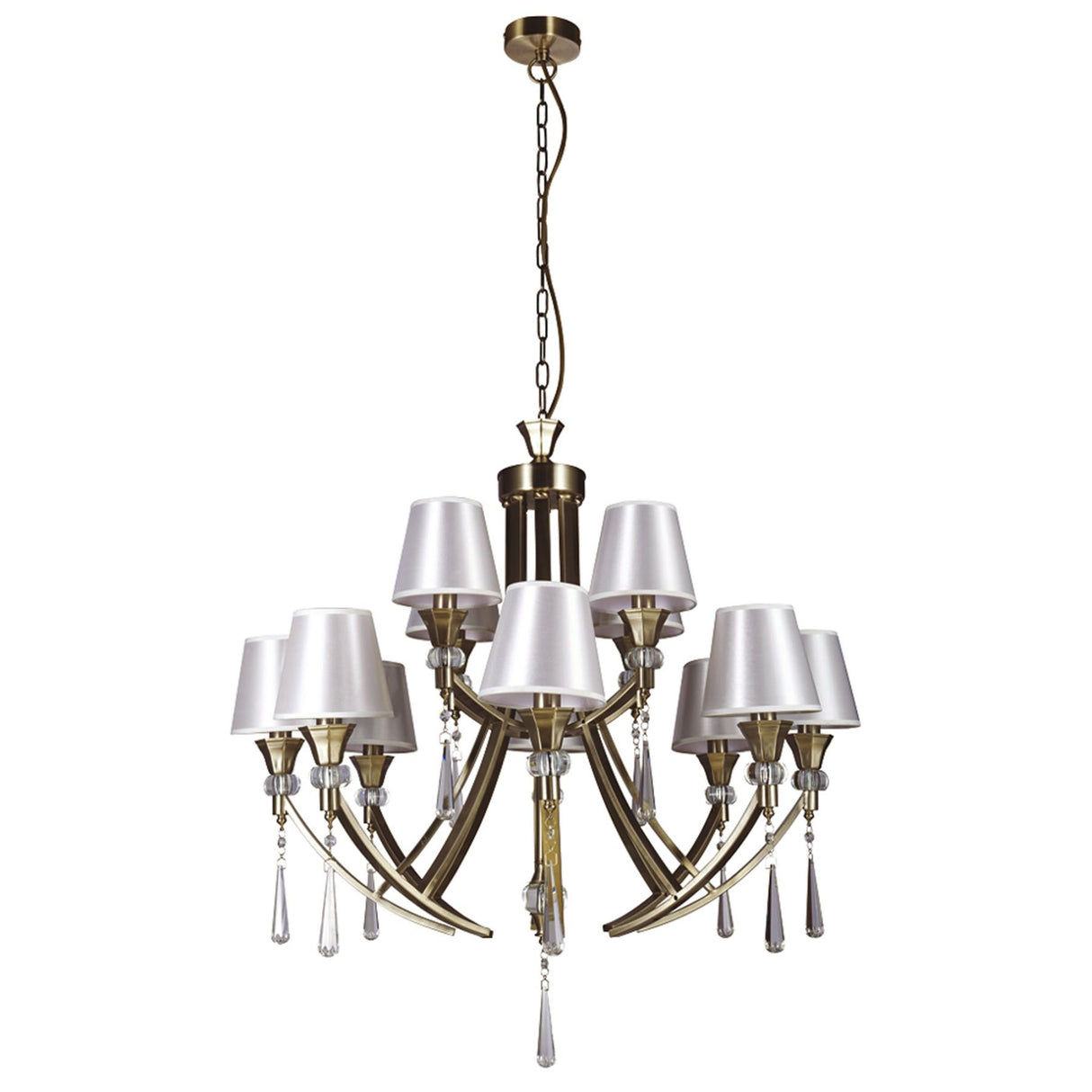Magnalux Sophia 12 Light Crystal Ceiling Light Antique Brass Part Number - SOP12AB