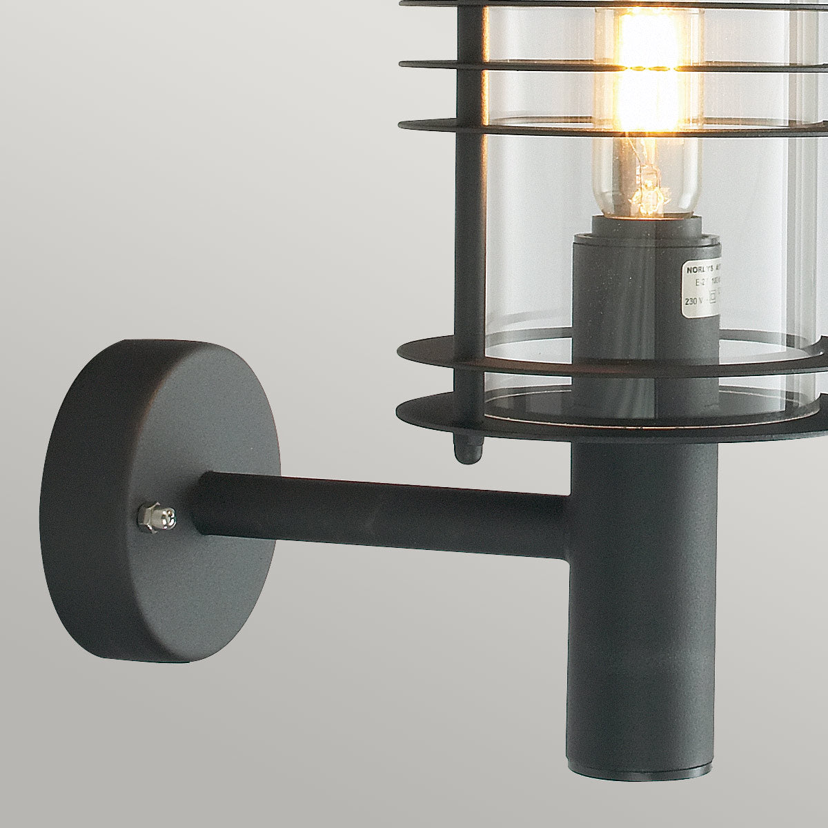 Norlys Stockholm 1 Light Grande Wall Lantern - Black ST1-G-BLK