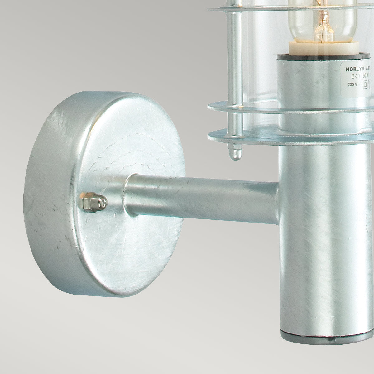 Norlys Stockholm 1 Light Wall Lantern - Galvanised ST1-GALVANIZED