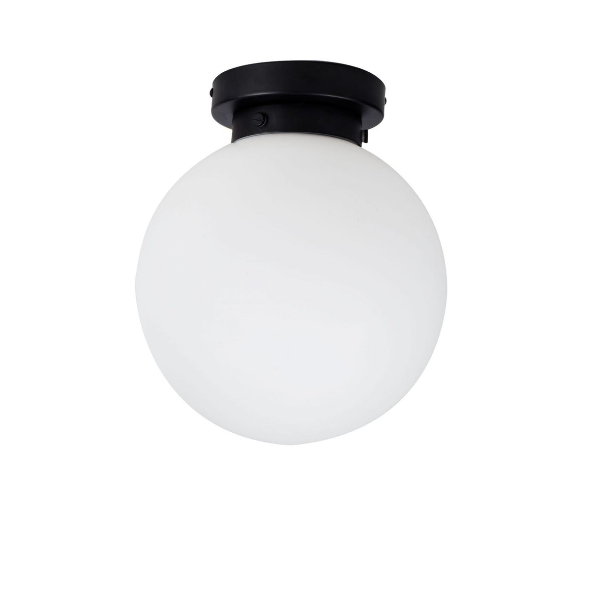 Magnalux Vanity 1 Light Flush Matt Black with Opal Ball Part Number - VAN01BLFL