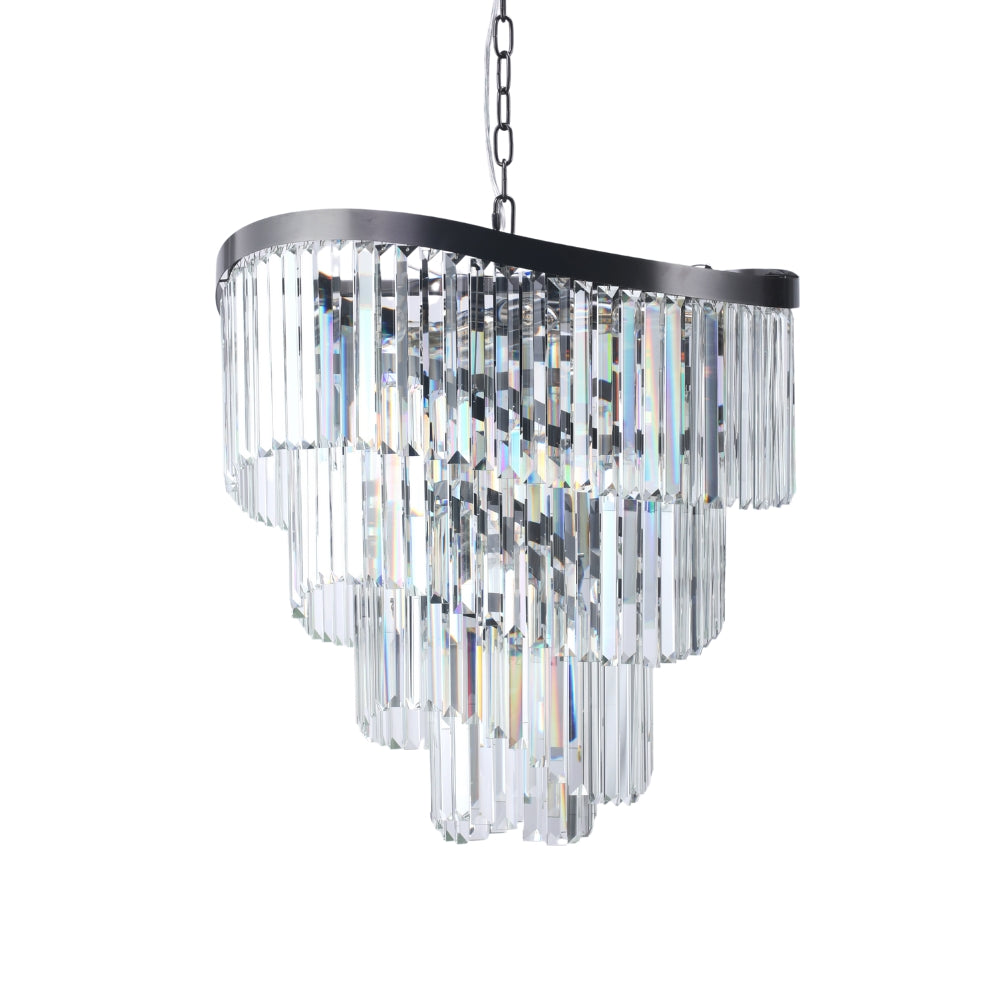 Magnalux Waverly 12 Light Crystal Pendant Brushed Black Chrome Part Number - WAV12BBC