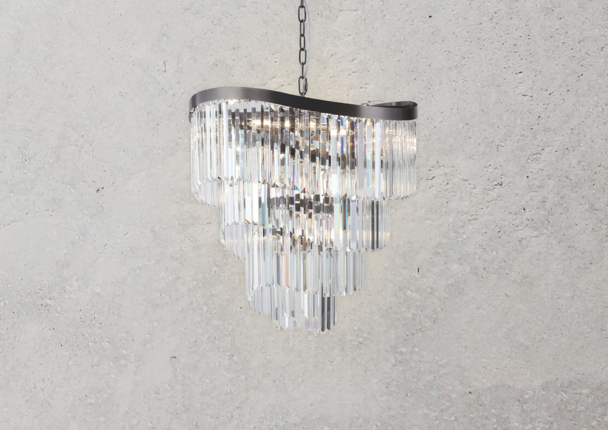 Magnalux Waverly 12 Light Crystal Pendant Brushed Black Chrome Part Number - WAV12BBC