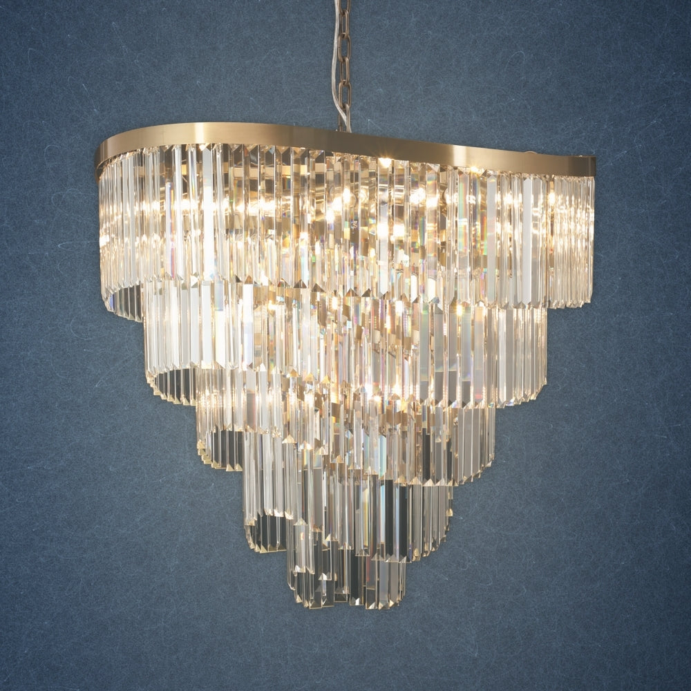 Magnalux Waverly 16 Light Crystal Pendant Satin Brass Part Number - WAV16SB