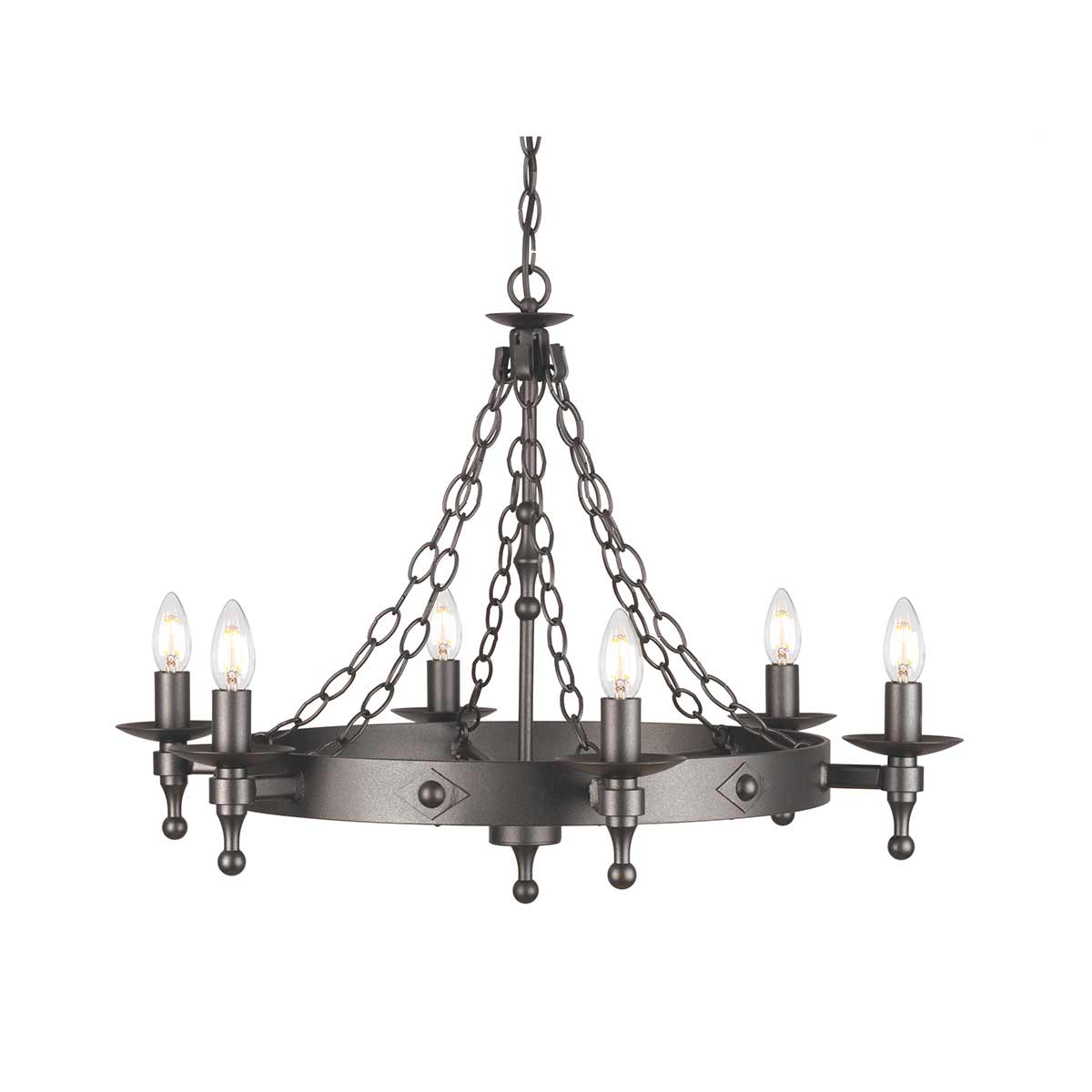 Elstead Lighting Chandelier from the Warwick range. Warwick 6 Light Chandelier Product Code = WR6-GRAPHITE