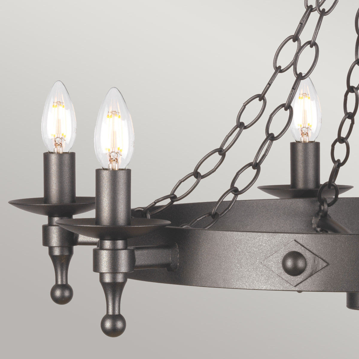 Elstead Lighting Chandelier from the Warwick range. Warwick 6 Light Chandelier Product Code = WR6-GRAPHITE