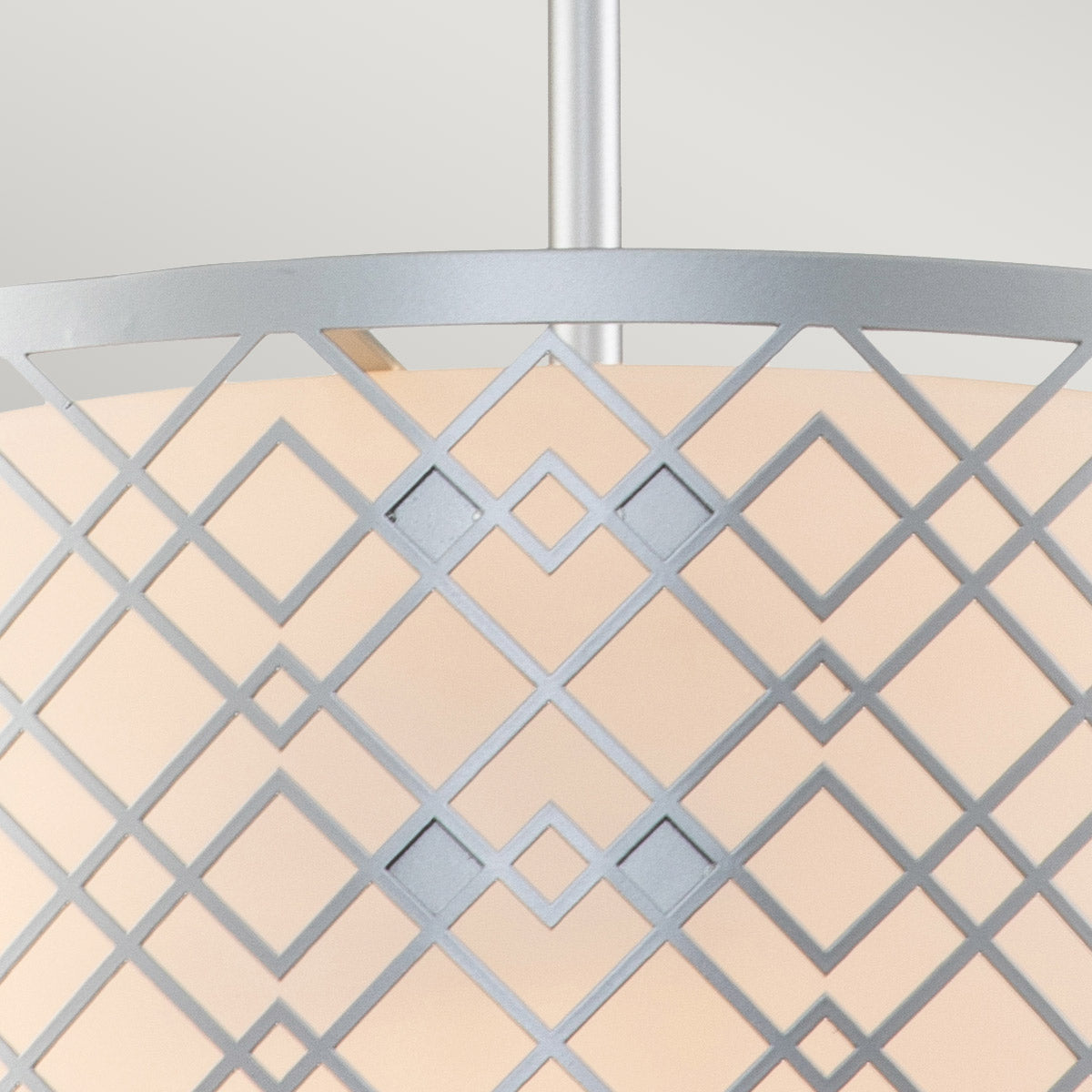 Elstead Lighting Pendant from the Ziggy range. Ziggy 2lt Medium Pendant - Lacquered Silver Product Code = ZIGGY-2P-M-LS
