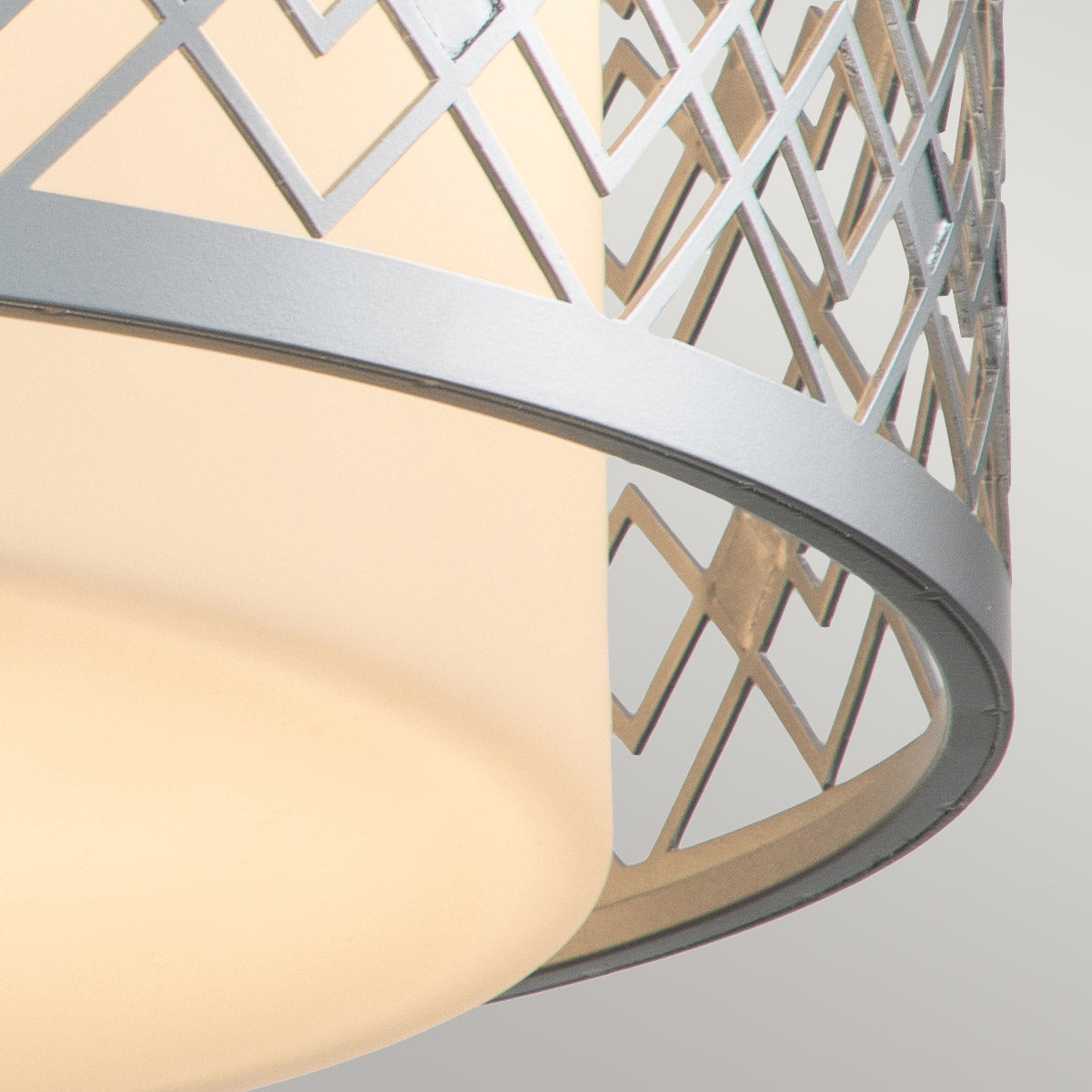 Elstead Lighting Ceiling Flush from the Ziggy range. Ziggy 2lt Medium Flush - Lacquered Silver Product Code = ZIGGY-F-M-LS