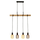 Searchlight Woody 4Lt Bar Pendant - Natural Wood & Black Metal Search Light Part Number 95041-4BR