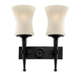Cartwheel 2Lt Wall Light  - Black Metal & Sanded Glass