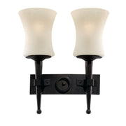 Cartwheel 2Lt Wall Light  - Black Metal & Sanded Glass