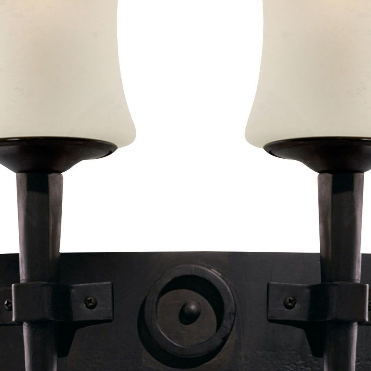 Searchlight Electric Cartwheel 2Lt Wall Light  - Black Metal & Sanded Glass 0812-2BK