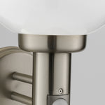 Searchlight Electric Orb Outdoor Wall Light- Stainless Steel, White Shade 85