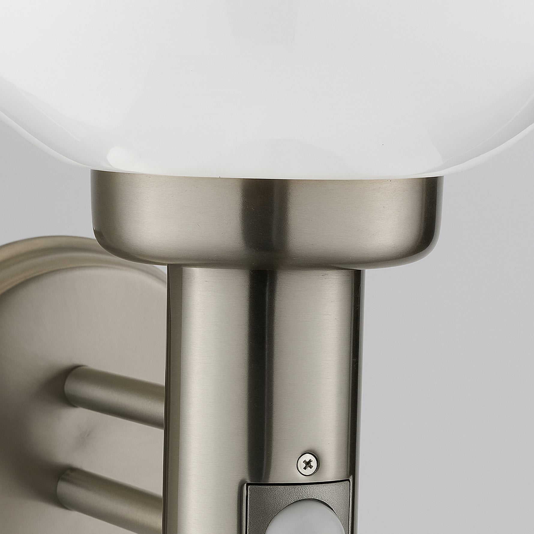 Searchlight Electric Orb Outdoor Wall Light- Stainless Steel, White Shade 85