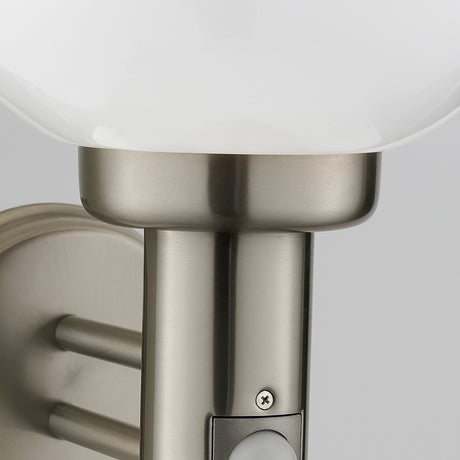 Searchlight Electric Orb Outdoor Wall Light- Stainless Steel, White Shade 85