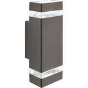 Sheffield Outdoor Wall Light - Grey Metal, Glass & Polycarb