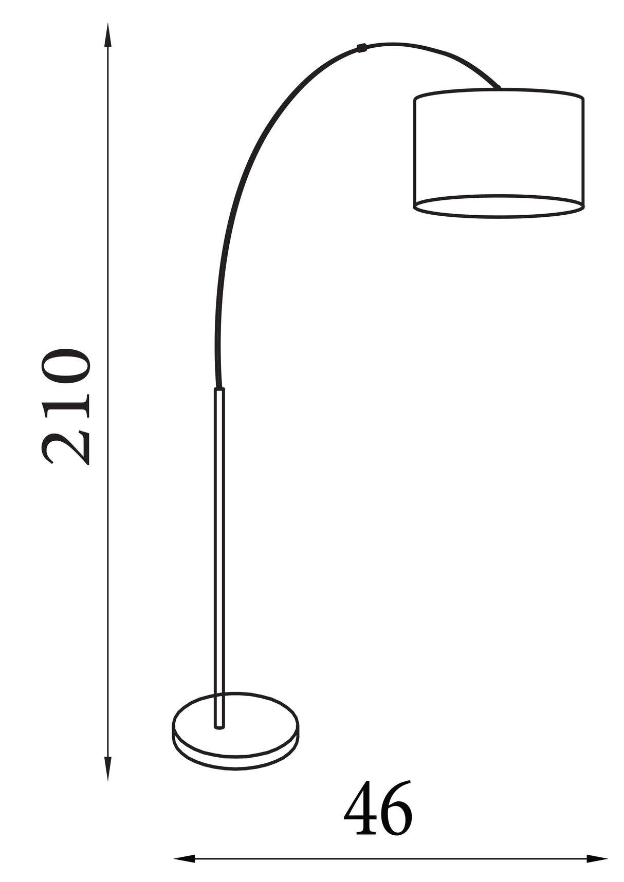 Searchlight Electric Giant Arc Floor Lamp - Chrome Metal & Black Fabric Shade 1013CC