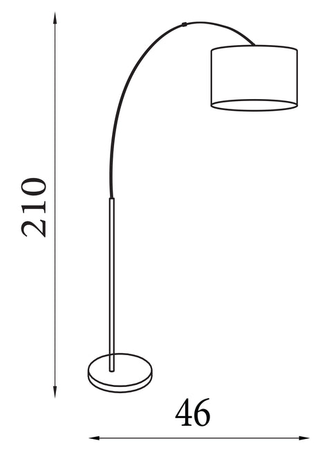 Searchlight Electric Giant Arc Floor Lamp - Chrome Metal & Black Fabric Shade 1013CC