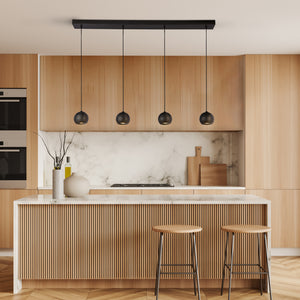Searchlight Electric Eindhoven  4Lt Bar Pendant - Sand Black Metal 1014-4BK