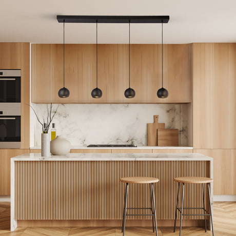 Searchlight Electric Eindhoven  4Lt Bar Pendant - Sand Black Metal 1014-4BK