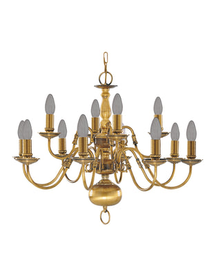 Searchlight Electric Flemish 12Lt Pendant - Solid Brass Metal 1019-12AB