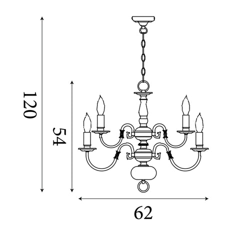 Searchlight Electric Flemish 12Lt Pendant - Solid Brass Metal 1019-12AB