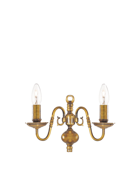 Flemish 2Lt Wall Light - Solid Brass Metal