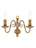 Searchlight Electric Flemish 2Lt Wall Light - Solid Brass Metal 1019-2AB
