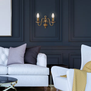 Searchlight Electric Flemish 2Lt Wall Light - Solid Brass Metal 1019-2AB