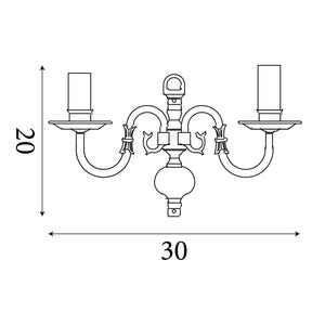 Searchlight Electric Flemish 2Lt Wall Light - Solid Brass Metal 1019-2AB