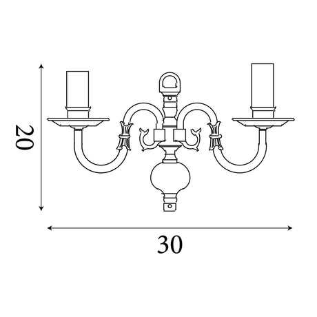 Searchlight Electric Flemish 2Lt Wall Light - Solid Brass Metal 1019-2AB