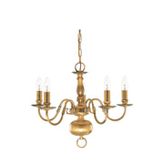 Flemish 5Lt Pendant - Solid Brass Metal