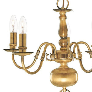 Searchlight Electric Flemish 5Lt Pendant - Solid Brass Metal 1019-5AB