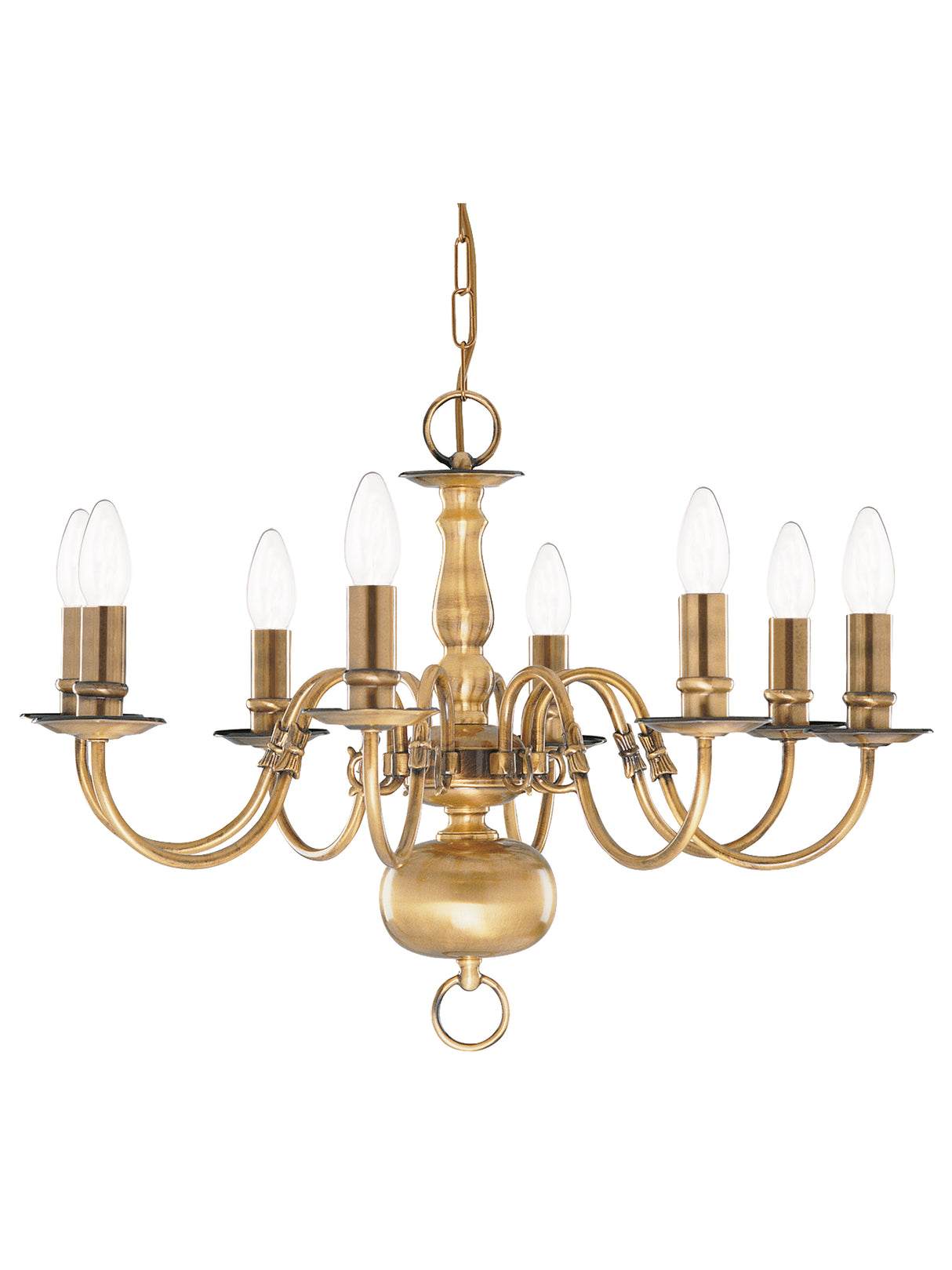 Searchlight Electric Flemish 8Lt Pendant - Solid Brass Metal 1019-8AB