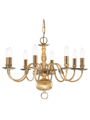 Searchlight Electric Flemish 8Lt Pendant - Solid Brass Metal 1019-8AB