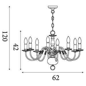 Searchlight Electric Flemish 8Lt Pendant - Solid Brass Metal 1019-8AB