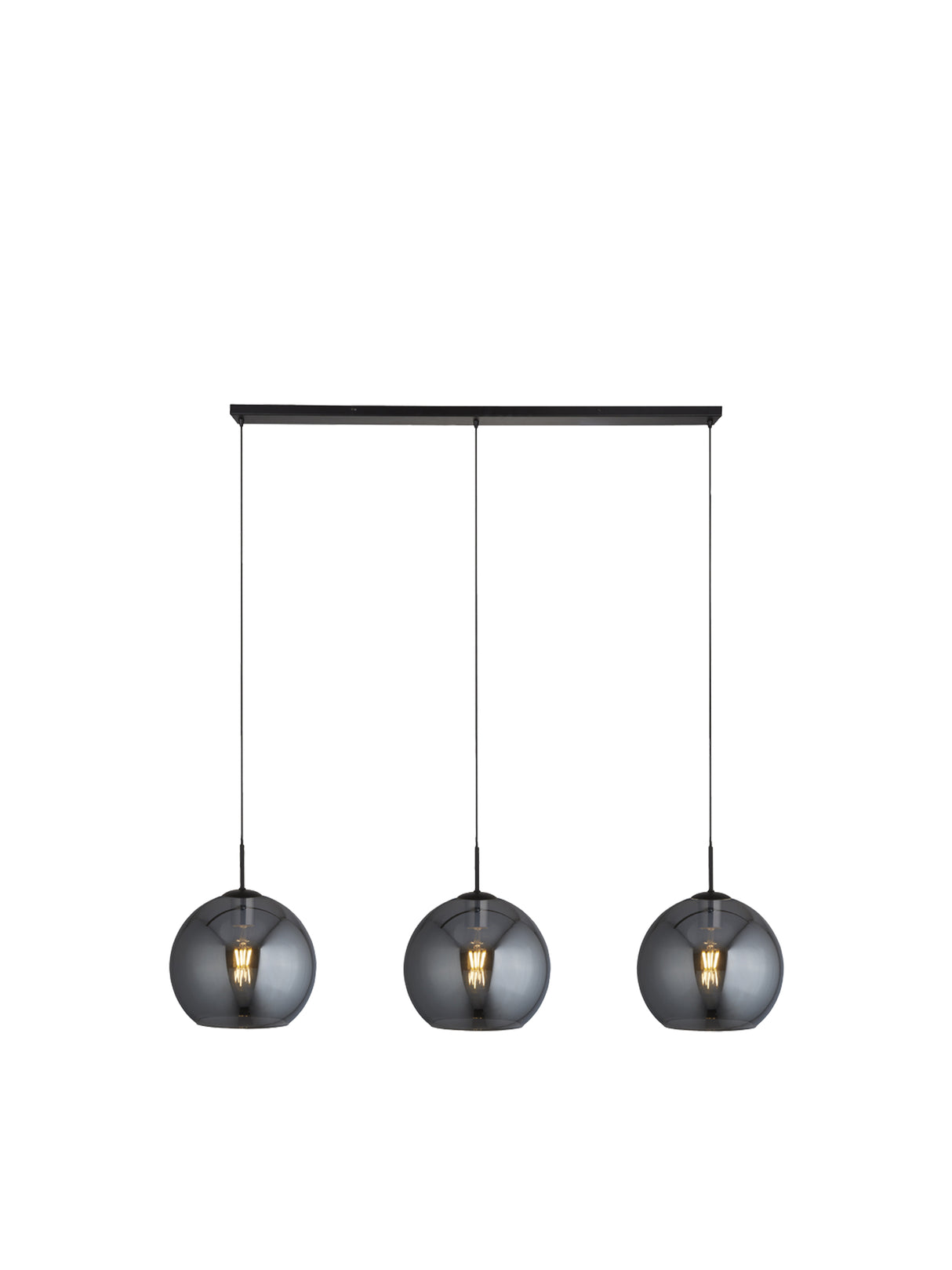 Amsterdam 3Lt Bar Pendant - Black Metal & Smoked Glass