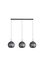 Amsterdam 3Lt Bar Pendant - Black Metal & Smoked Glass