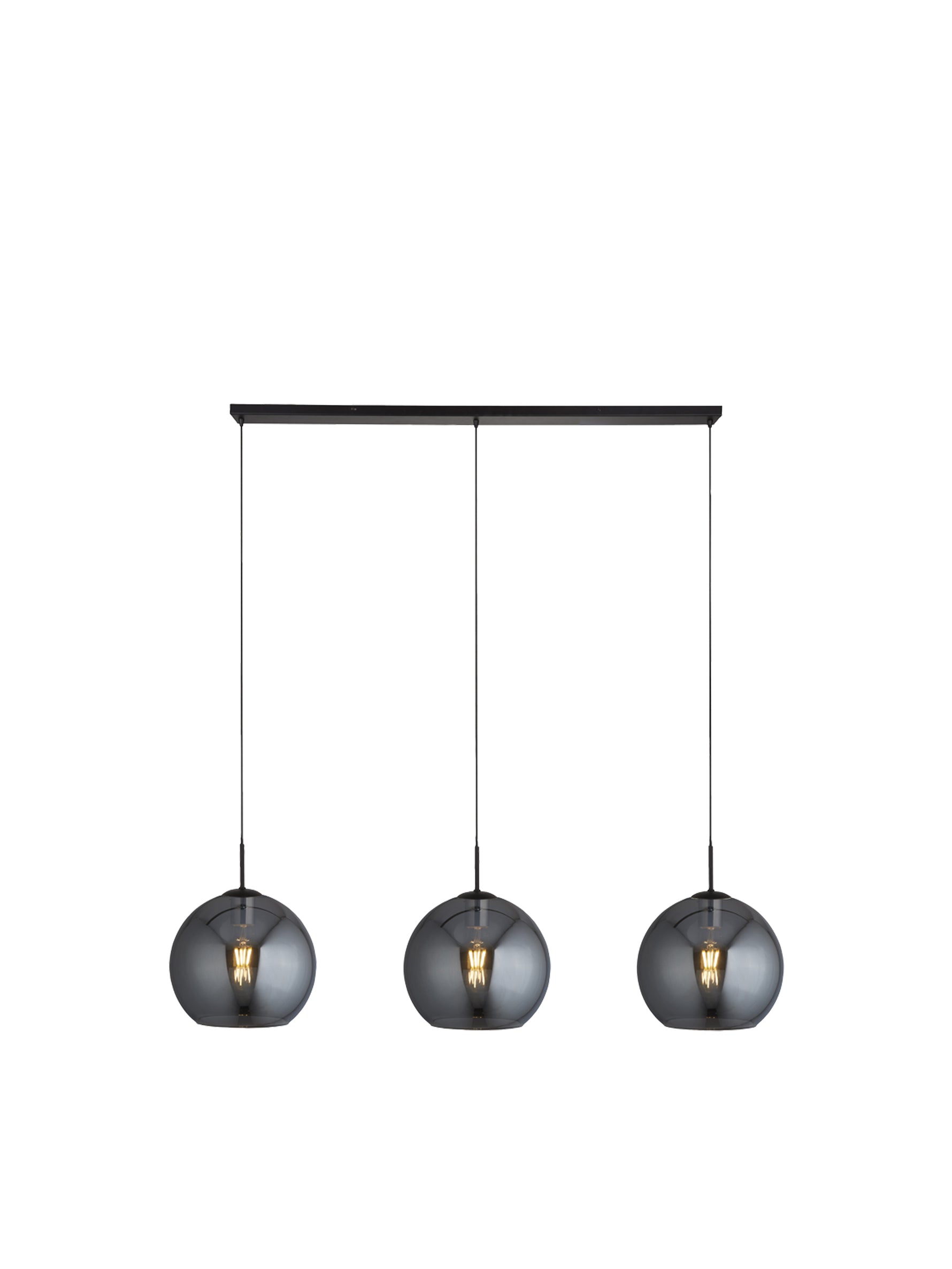 Amsterdam 3Lt Bar Pendant - Black Metal & Smoked Glass