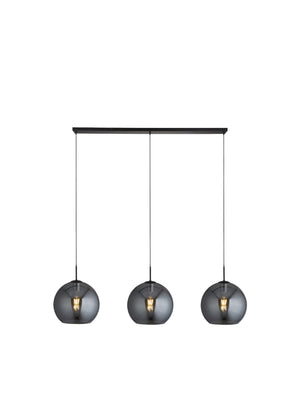Amsterdam 3Lt Bar Pendant - Black Metal & Smoked Glass