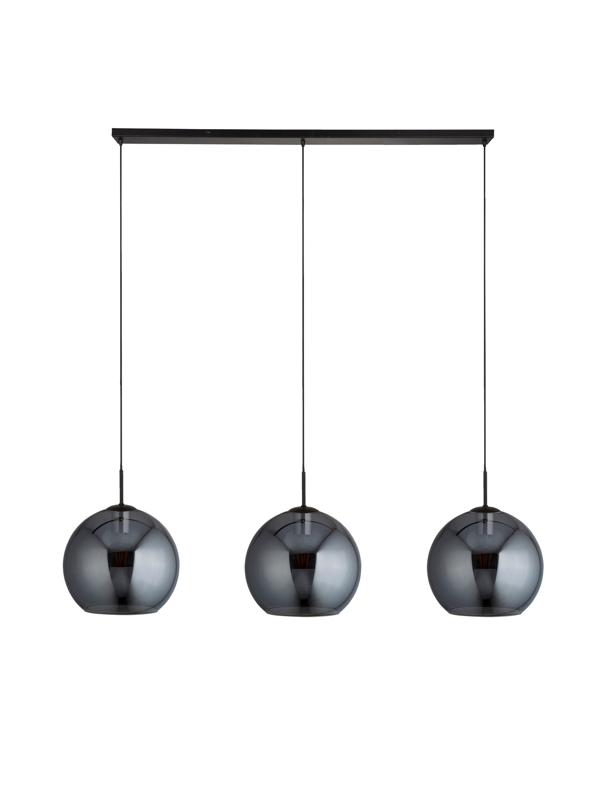 Searchlight Electric Amsterdam 3Lt Bar Pendant - Black Metal & Smoked Glass 1023-3SM