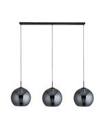 Searchlight Electric Amsterdam 3Lt Bar Pendant - Black Metal & Smoked Glass 1023-3SM
