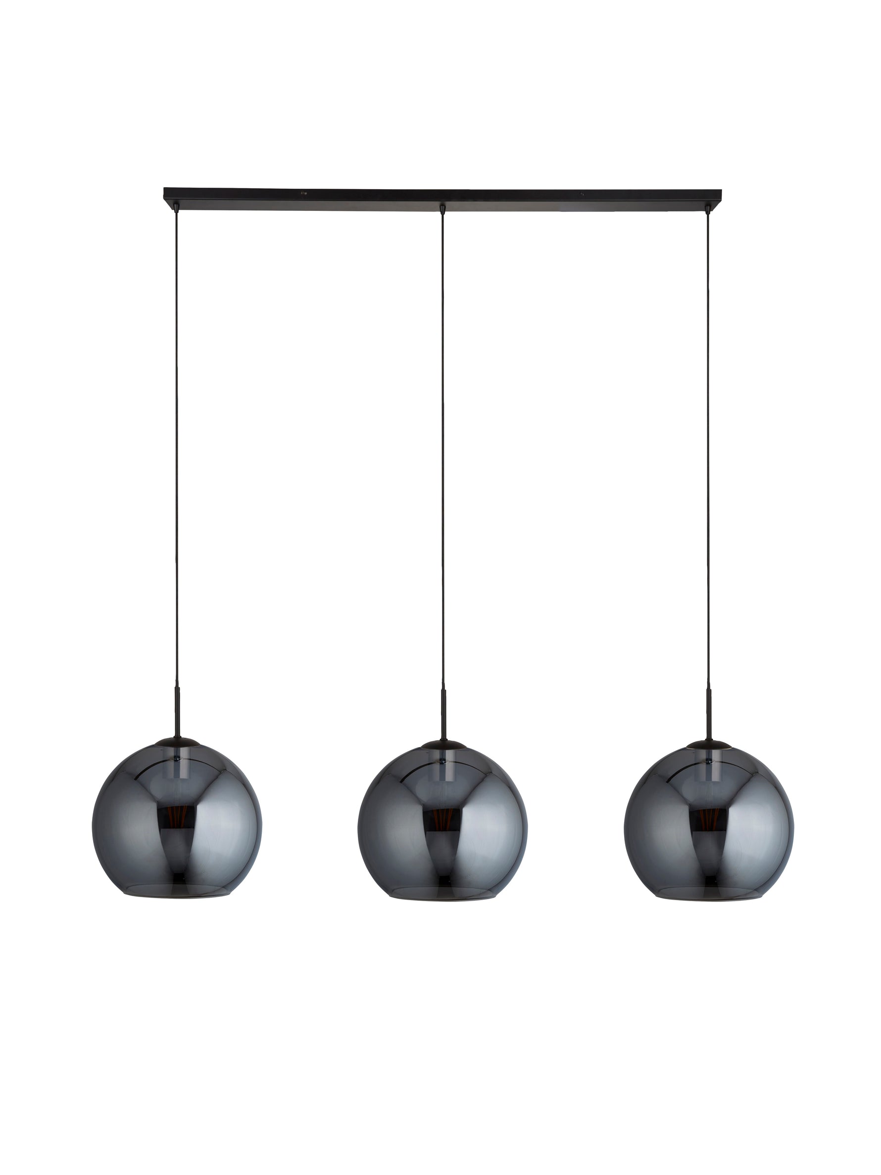 Searchlight Electric Amsterdam 3Lt Bar Pendant - Black Metal & Smoked Glass 1023-3SM