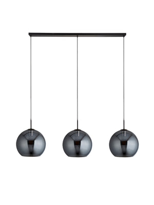 Searchlight Electric Amsterdam 3Lt Bar Pendant - Black Metal & Smoked Glass 1023-3SM