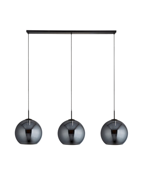 Searchlight Electric Amsterdam 3Lt Bar Pendant - Black Metal & Smoked Glass 1023-3SM