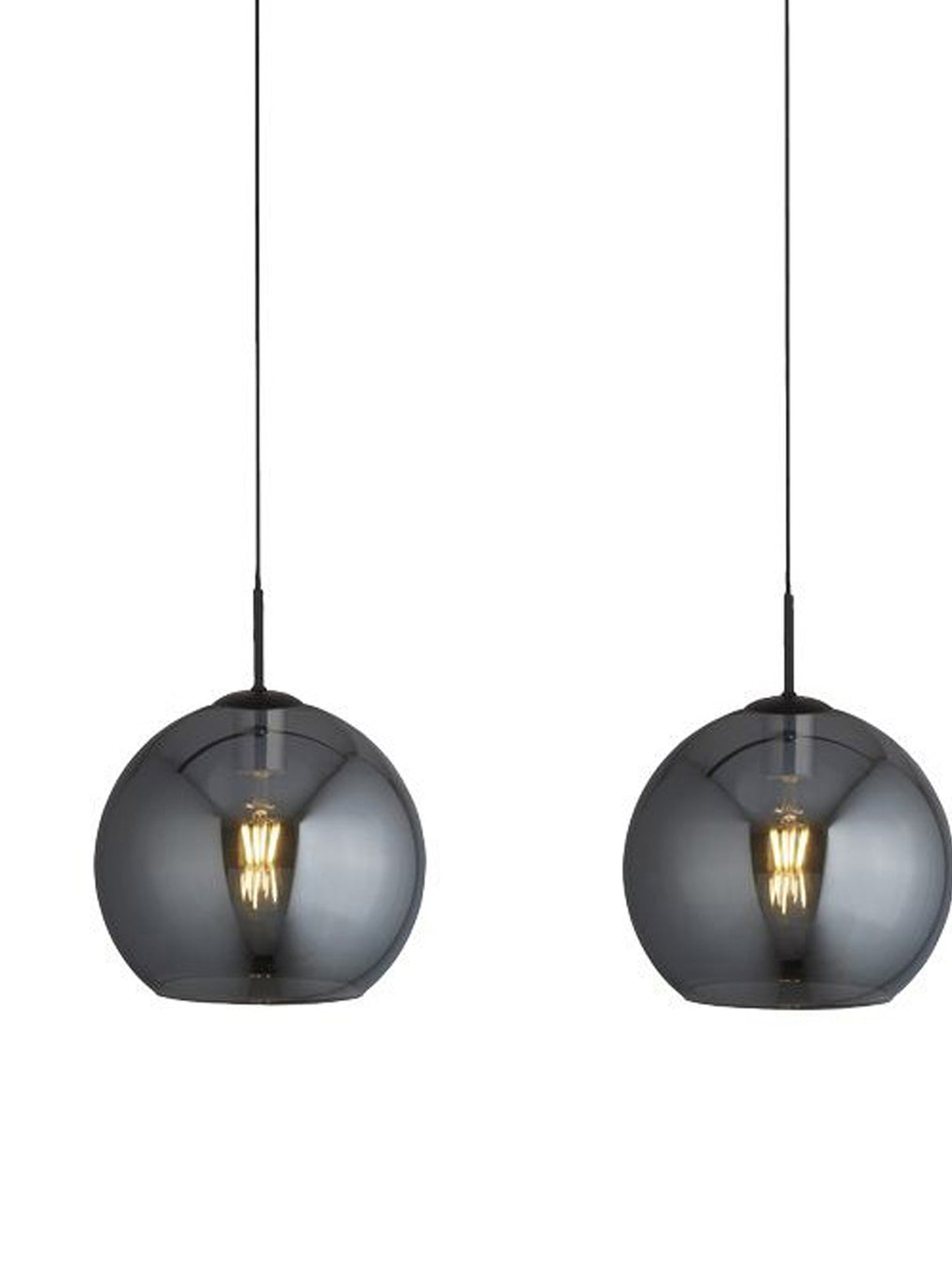 Searchlight Electric Amsterdam 3Lt Bar Pendant - Black Metal & Smoked Glass 1023-3SM