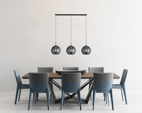 Searchlight Electric Amsterdam 3Lt Bar Pendant - Black Metal & Smoked Glass 1023-3SM