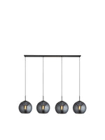 Amsterdam 4Lt Bar Pendant - Black Metal & Smoked Glass